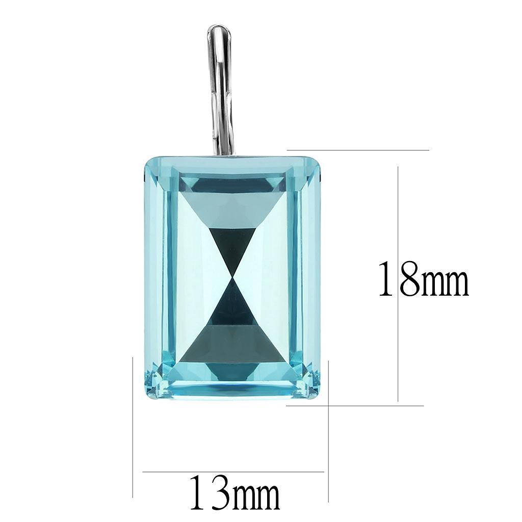 TK3649 - High polished (no plating) Stainless Steel Earrings with Top Grade Crystal in Sea Blue