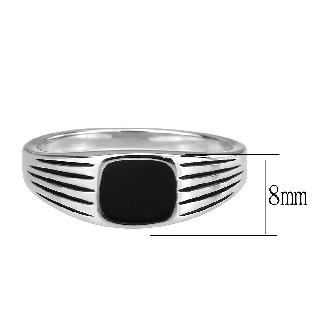 Men's Stainless Steel Ring Epoxy Jet Minimal Ring