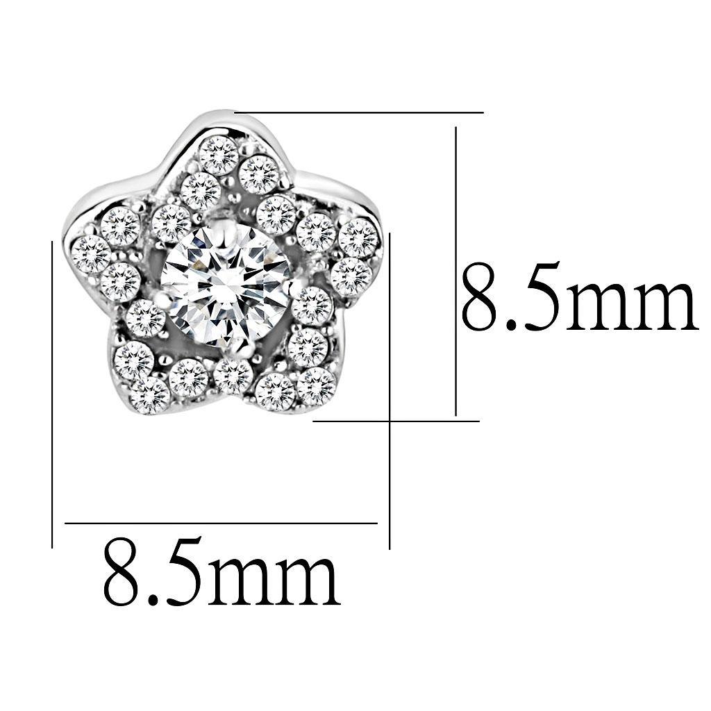 DA297 - High polished (no plating) Stainless Steel Earrings with AAA Grade CZ in Clear