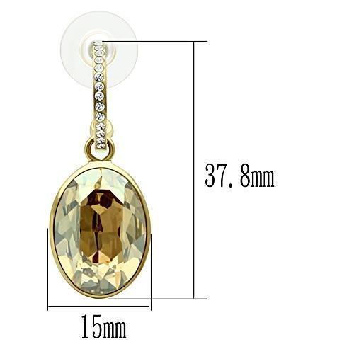 GL257 - IP Gold(Ion Plating) Brass Earrings with Top Grade Crystal in Champagne