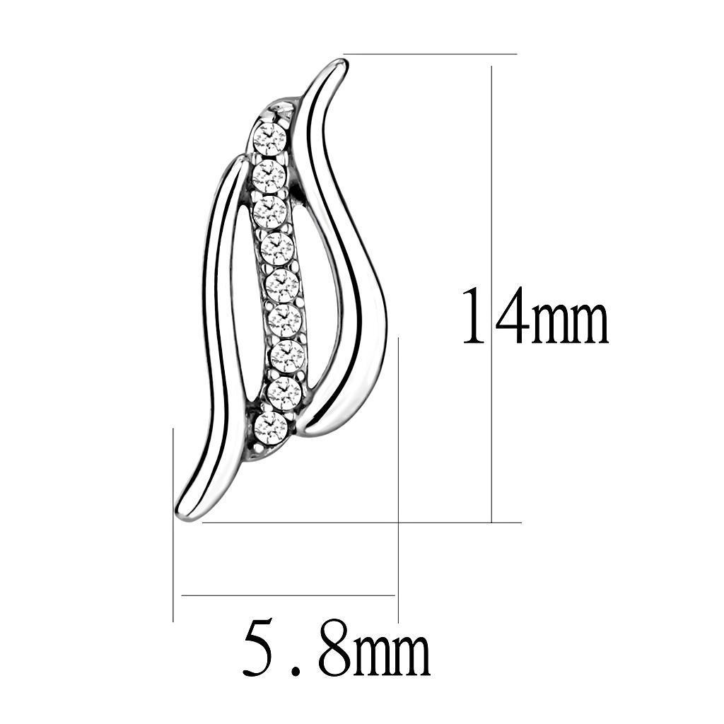 DA175 - High polished (no plating) Stainless Steel Earrings with AAA Grade CZ in Clear