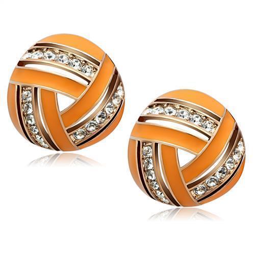 GL167 - IP Rose Gold(Ion Plating) Brass Earrings with Top Grade Crystal in Clear