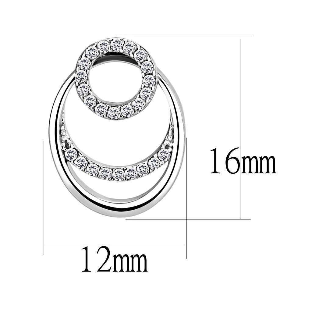 DA219 - High polished (no plating) Stainless Steel Earrings with AAA Grade CZ in Clear