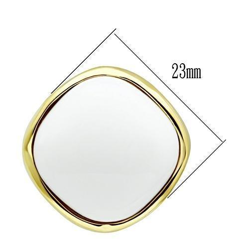 GL338 - IP Gold(Ion Plating) Brass Earrings with Synthetic Synthetic Glass in White