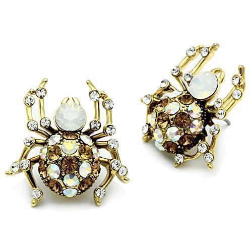 GL347 - IP Gold(Ion Plating) Brass Earrings with Top Grade Crystal in Multi Color