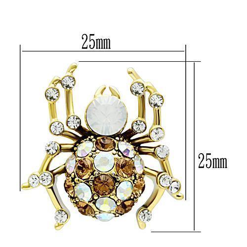 GL347 - IP Gold(Ion Plating) Brass Earrings with Top Grade Crystal in Multi Color
