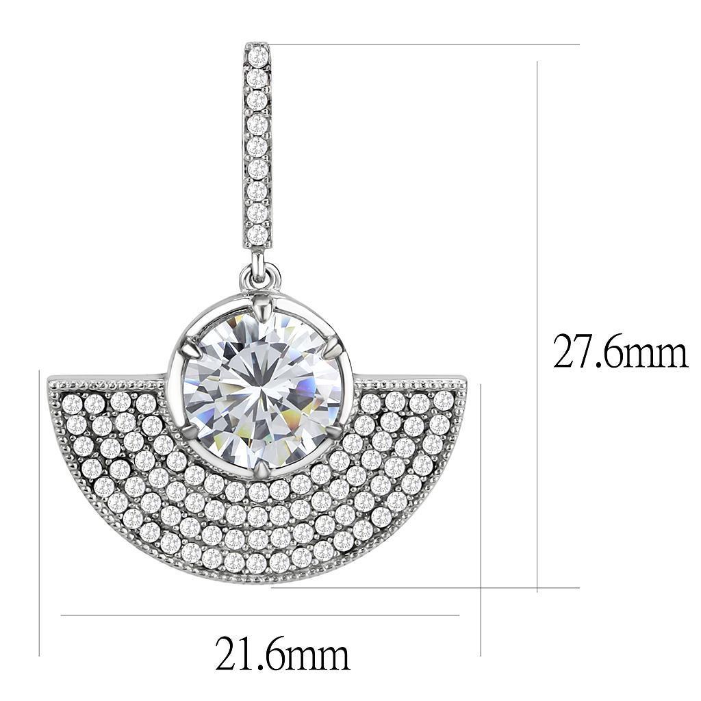 DA334 - No Plating Stainless Steel Earrings with AAA Grade CZ in Clear