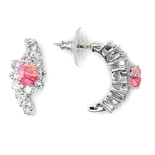 7X356 - Rhodium Brass Earrings with AAA Grade CZ in Rose