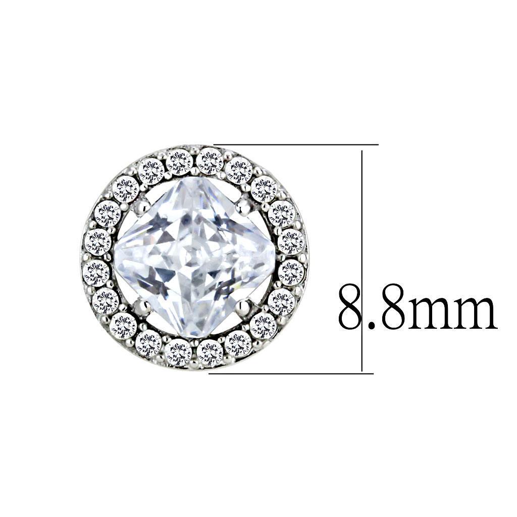 DA295 - High polished (no plating) Stainless Steel Earrings with AAA Grade CZ in Clear