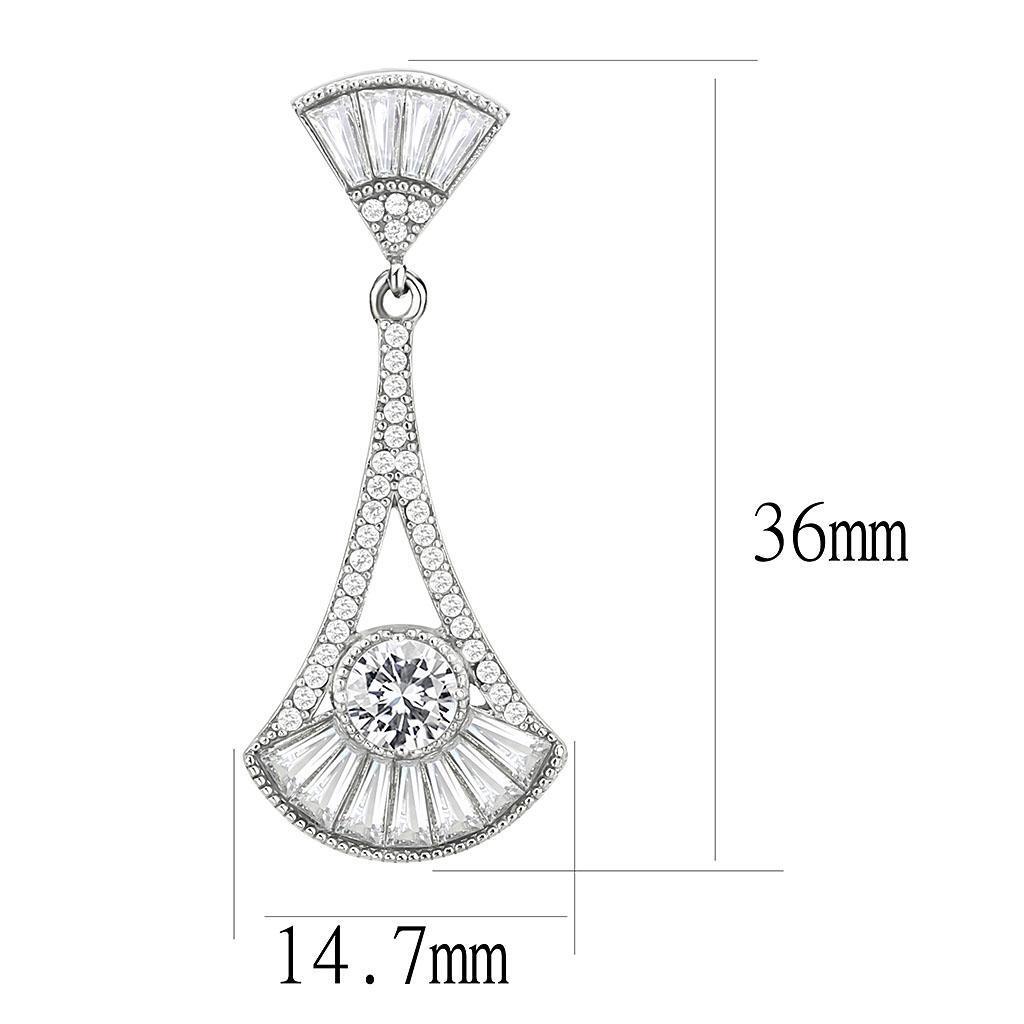 DA373 - High polished (no plating) Stainless Steel Earrings with AAA Grade CZ in Clear