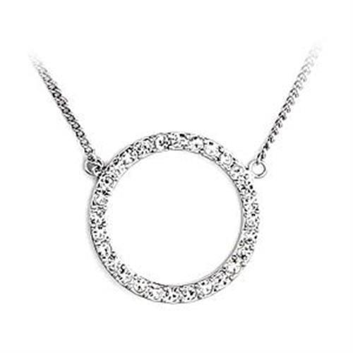 LOA478 - Rhodium Brass Necklace with Top Grade Crystal in Clear