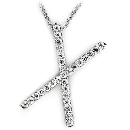 LOA267 - High-Polished 925 Sterling Silver Pendant with AAA Grade CZ  in Clear