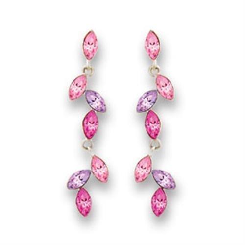 S411001 - Rhodium 925 Sterling Silver Earrings with Top Grade Crystal in Multi Color