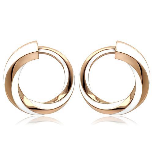 TK1488 - IP Rose Gold(Ion Plating) Stainless Steel Earrings with Epoxy  in White