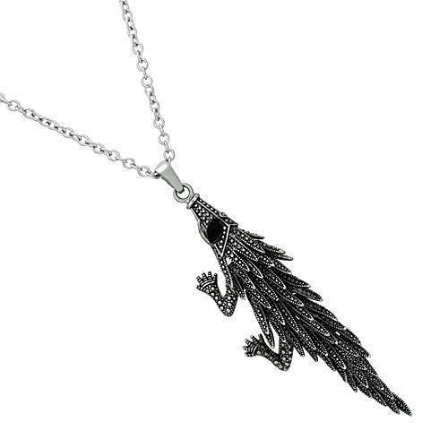 TK1124 - High polished (no plating) Stainless Steel Pendant with Top Grade Crystal in Jet