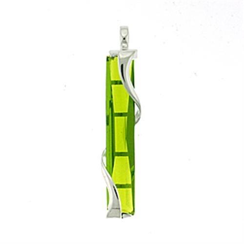 LOA560 - High-Polished 925 Sterling Silver Pendant with Synthetic Synthetic Glass in Peridot