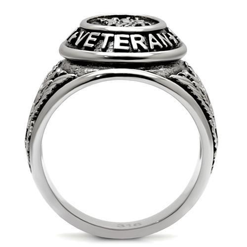 Eternal Sparkles Men's USA Veterans Military Patriotic Masculine Statement Ring - Silver