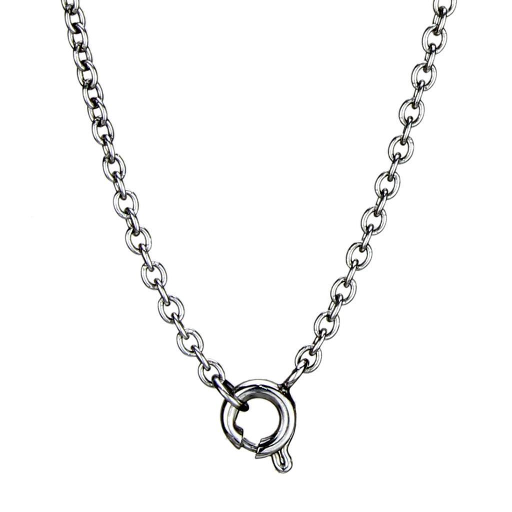 TK2885 - High polished (no plating) Stainless Steel Necklace with AAA Grade CZ in Clear