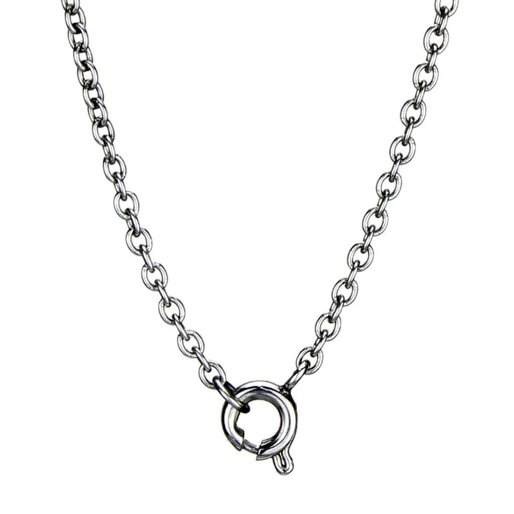 TK2885 - High polished (no plating) Stainless Steel Necklace with AAA Grade CZ  in Clear