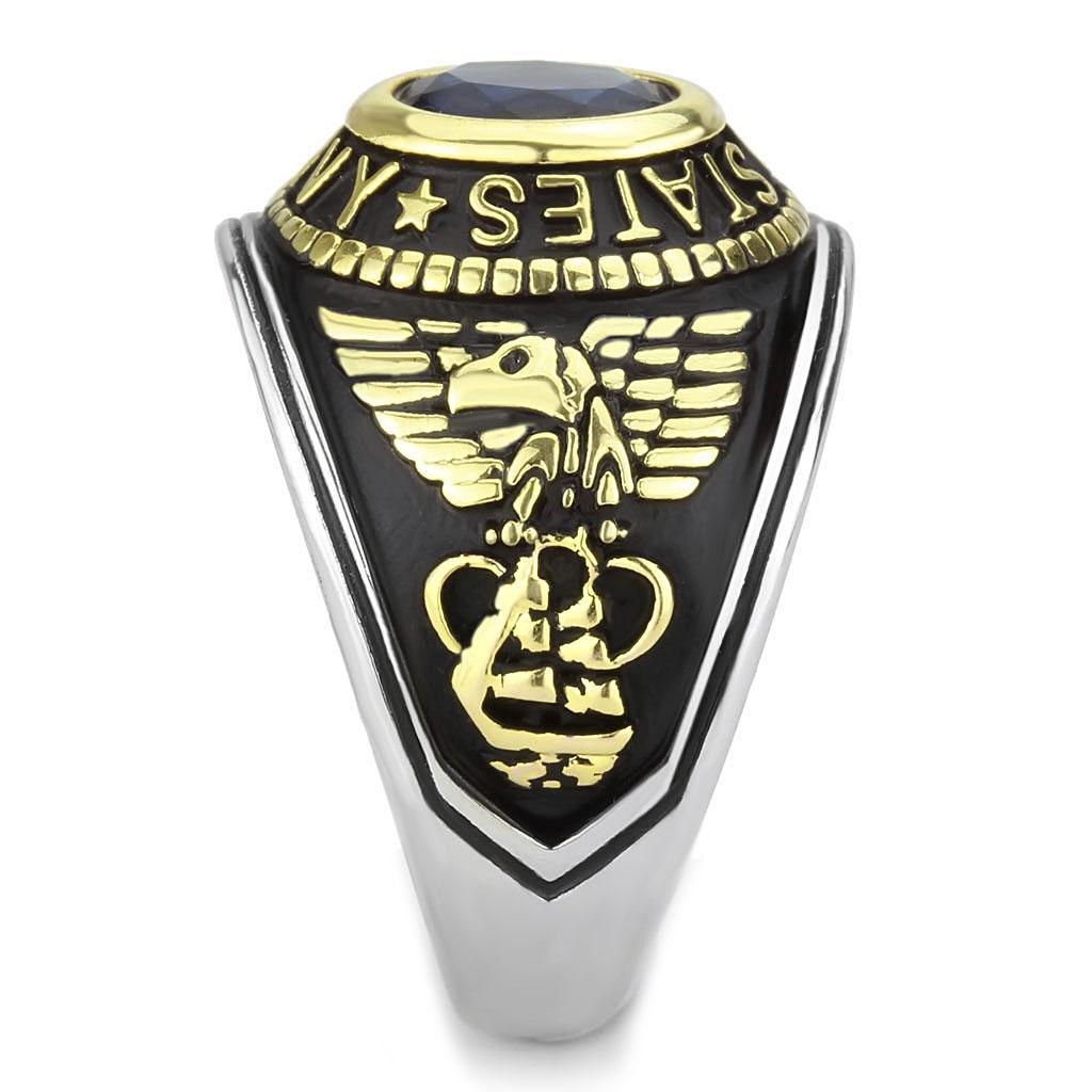 Men's Stainless Steel"United States Navy" Sapphire Ring - Two-Tone