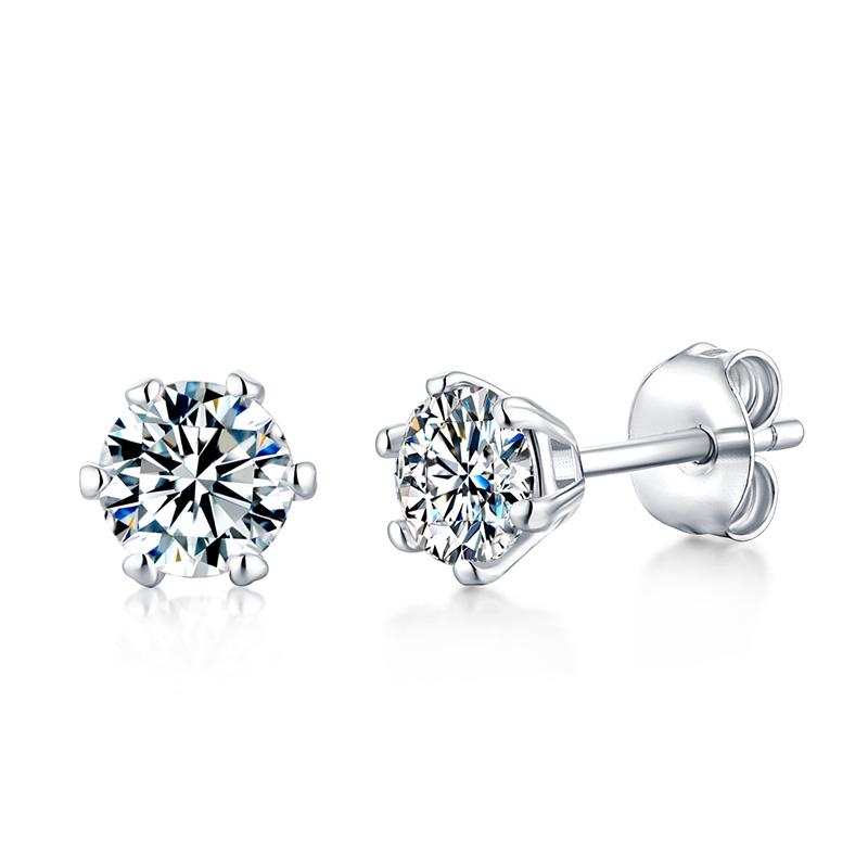 Classique Moissanite 925 Sterling Silver Solitaire Earrings