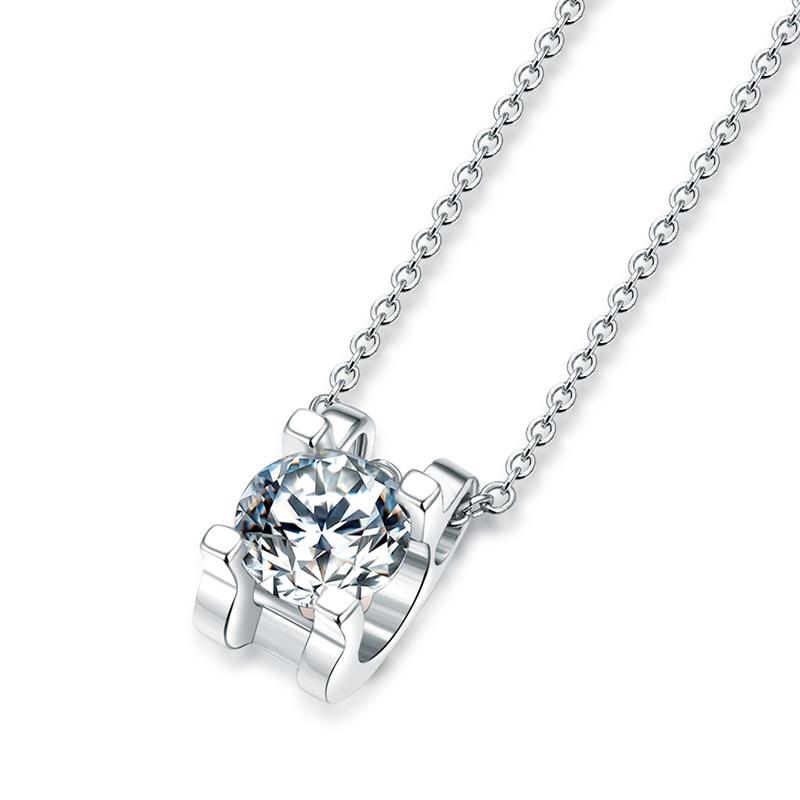 Normandie Moissanite Solitaire Necklace in 925 Sterling Silver