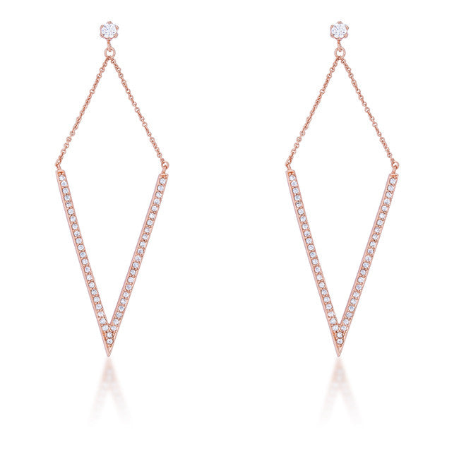 V Rose Gold Drop Earrings