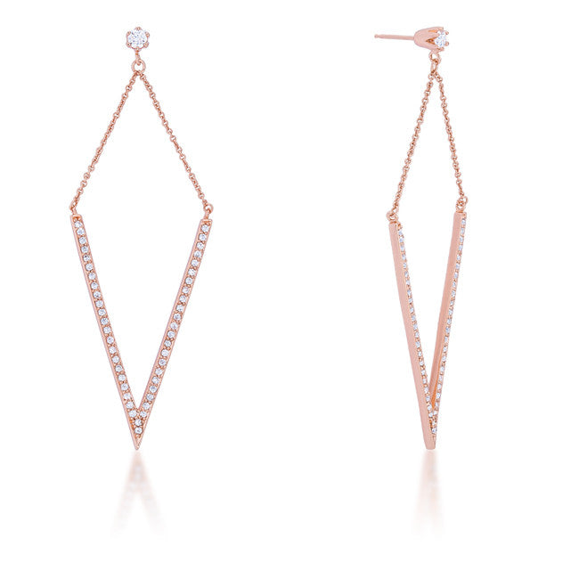 V Rose Gold Drop Earrings