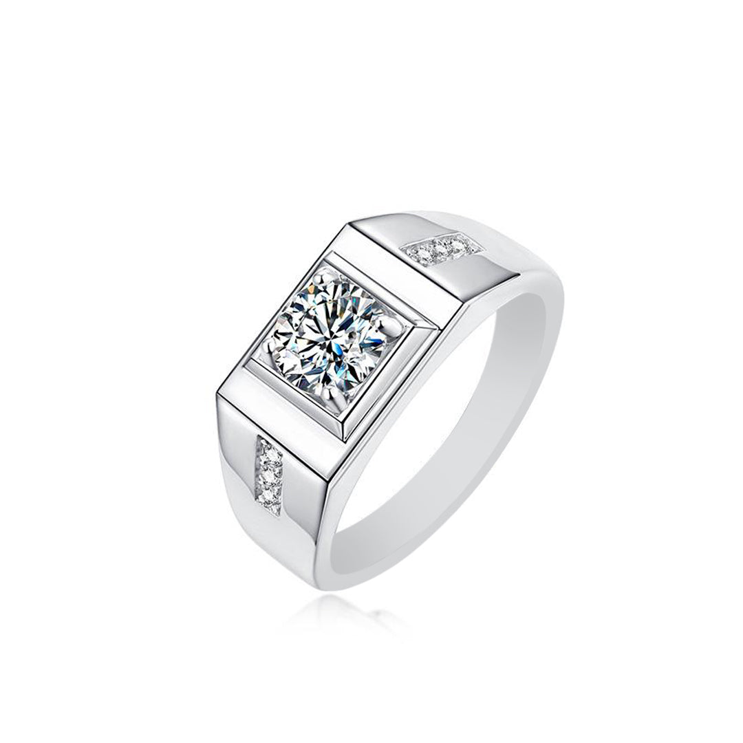 Manhattan Men's Moissanite Ring 925 Sterling Silver