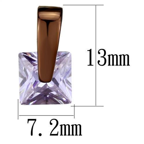 TK2541 - IP Dark Brown (IP coffee) Stainless Steel Earrings with AAA Grade CZ in Light Amethyst