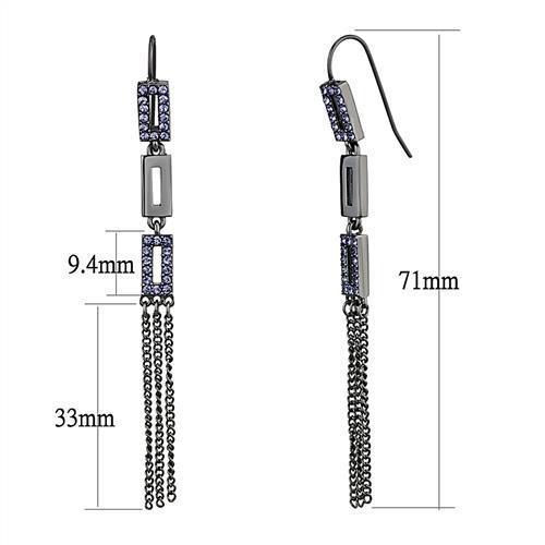 TK2722 - IP Light Black (IP Gun) Stainless Steel Earrings with Top Grade Crystal in Tanzanite