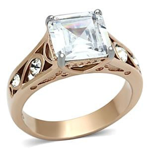 Two Tone Clear CZ Statement Ring