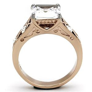 Two Tone Clear CZ Statement Ring