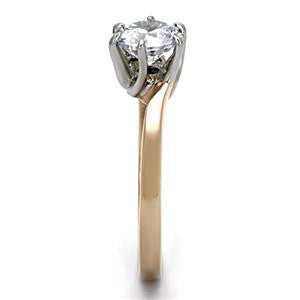 Two Tone Clear CZ Solitaire Ring