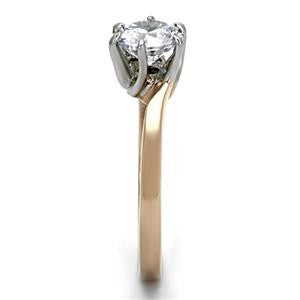 Two Tone Clear CZ Solitaire Ring