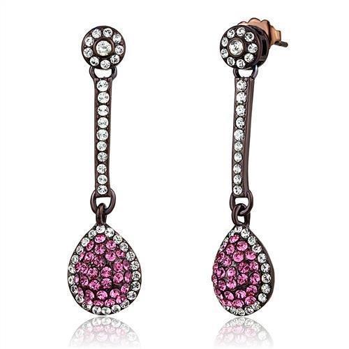 TK2724 - IP Dark Brown (IP coffee) Stainless Steel Earrings with Top Grade Crystal  in Rose