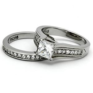 Princess Cut CZ Wedding Ring Set