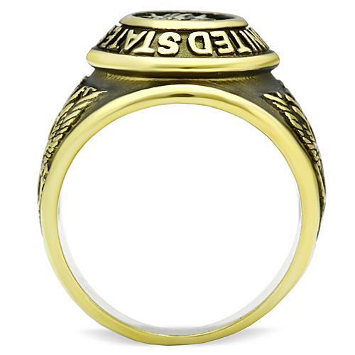 Eternal Sparkles Men's USA Veterans Military Patriotic Masculine Statement Ring - Gold