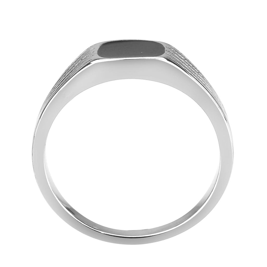Men's Stainless Steel Ring Epoxy Jet Minimal Ring