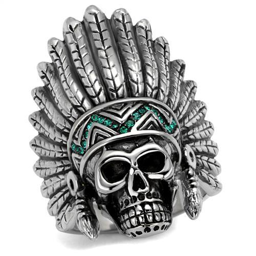 Men's Fashion Skull Native American Headdress Statement Ring