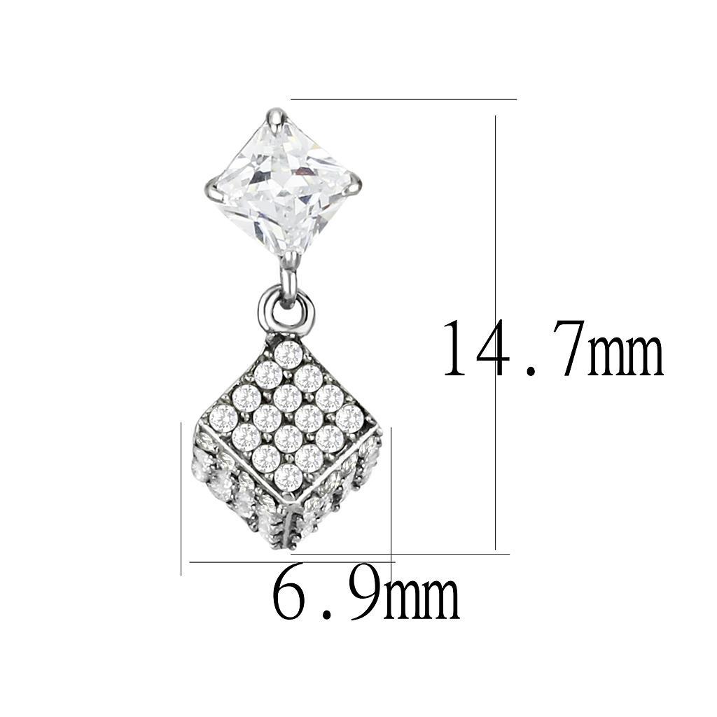 DA332 - No Plating Stainless Steel Earrings with AAA Grade CZ  in Clear