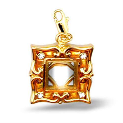 43505 - Gold Brass Pendant with Top Grade Crystal  in Clear