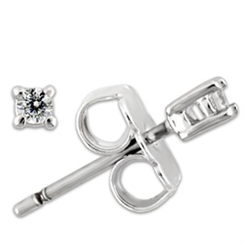 0W168 - Rhodium 925 Sterling Silver Earrings with AAA Grade CZ  in Clear