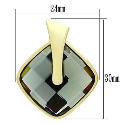 GL342 - IP Gold(Ion Plating) Brass Earrings with Synthetic Synthetic Glass in Black Diamond
