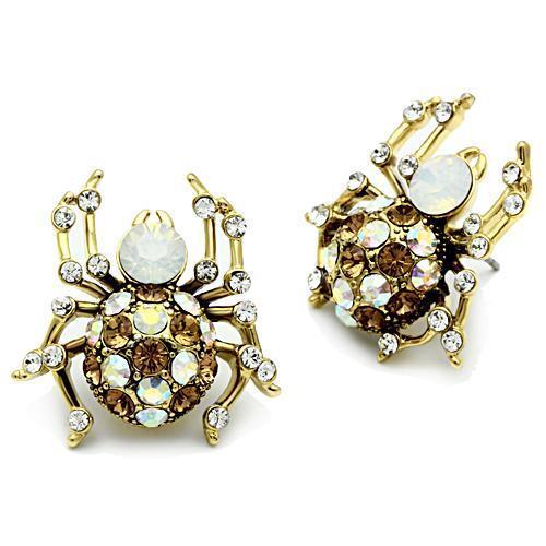 GL347 - IP Gold(Ion Plating) Brass Earrings with Top Grade Crystal  in Multi Color