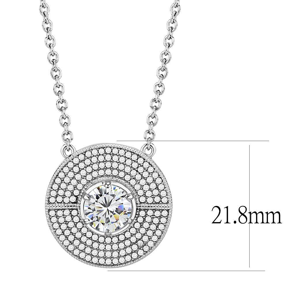 DA335 - No Plating Stainless Steel Necklace with AAA Grade CZ  in Clear
