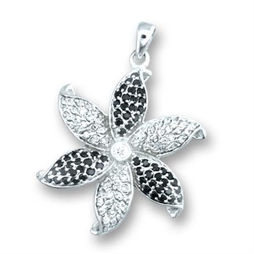 41608 - High-Polished 925 Sterling Silver Pendant with AAA Grade CZ  in Clear