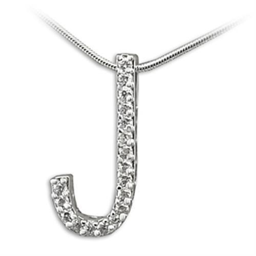 21610 - Rhodium Brass Pendant with AAA Grade CZ  in Clear