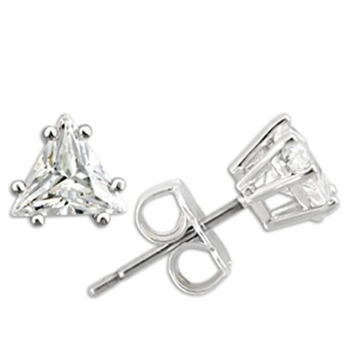 0W156 - Rhodium 925 Sterling Silver Earrings with AAA Grade CZ  in Clear