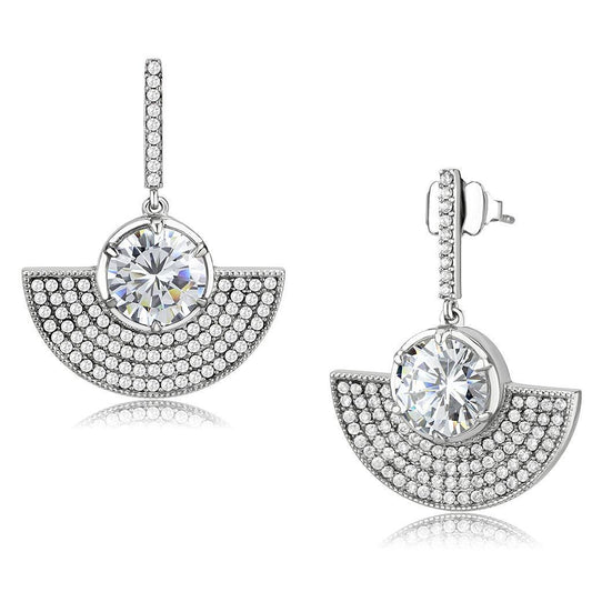 DA334 - No Plating Stainless Steel Earrings with AAA Grade CZ  in Clear